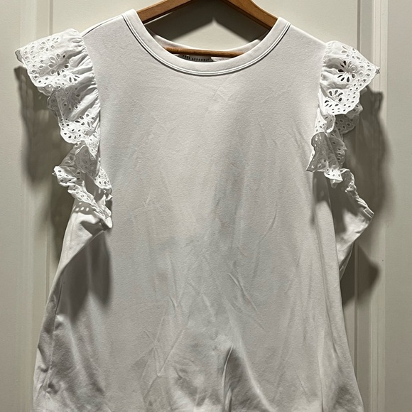 Free Assembly White Eyelet Ruffle Sleeve Top XXL Size 20 Cotton - Picture 2 of 6